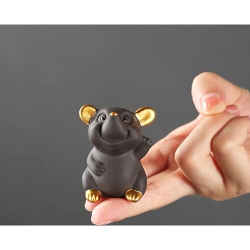 Zisha Mini Mouse Tea Pet Ornaments Cartoon Small Mouse Tea Playing Tea Art High Quality Products Can Be Raised Tea Accessories