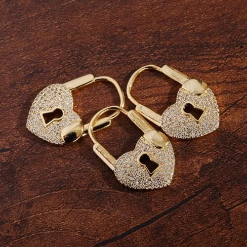 Fashion Simple Retro Gold Color Zircon Lock Buckle Charm Pendant Accessories Jewelry Gift