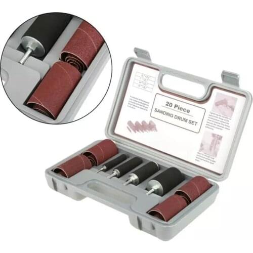 Sanding Drum Set 20pcs Sanding Mandrels 5 Sizes Sandpaper Belt for Engraving Polishing Rotary Tool with Case
