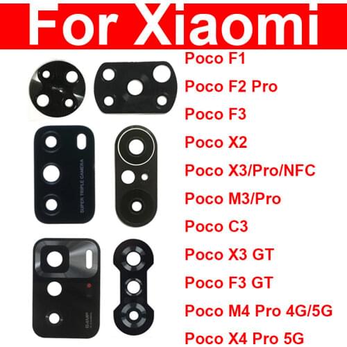 Rear Camera Glass Lens For Xiaomi Pocophone Poco F1 F2 Pro X2 X3 NFC Main Back Camera Lens With Sticker Cell Phone Spare Parts
