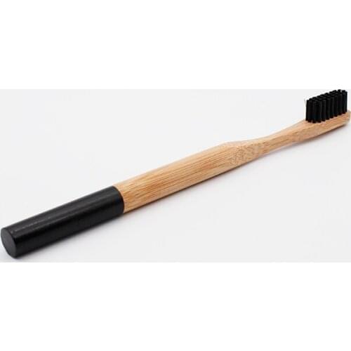 Wholesale 500PCS Bamboo Toothbrush Round Bamboo Handle Black Bristle Adult Tandenborstel Wooden Handle Low Carbon Toothbrush