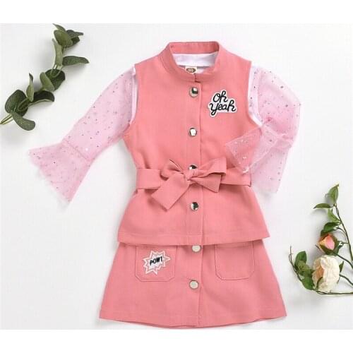 3Pcs Autumn Winter Children Clothing Sets Girl Fall Outfit Kids Jacket Coat Shirt+Skirt Baby Girl Cute Kids Clothing Sets 1-5Y