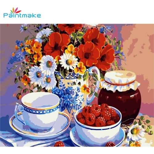 Paintmake Flowers DIY Painting By Numbers Fruit Oil Painting On Canvas For Home Decor Wall Art Picture Gifts 40*50cm