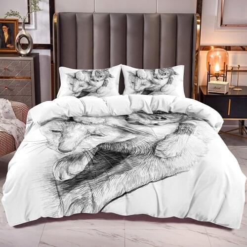 Cat Mother and Child Print Duvet Cover for Kids Bedding Comforter Cover with Microfiber Soft White Reverse Quilt Cover Zipper