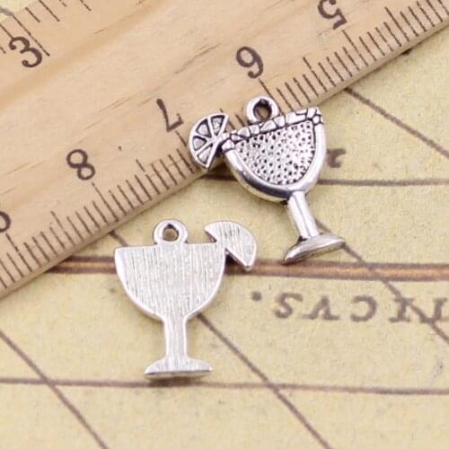 40pcs Charms Cold Drink Cup 17x14mm Tibetan Silver Pendants Crafts Making Findings Handmade Antique DIY Jewelry