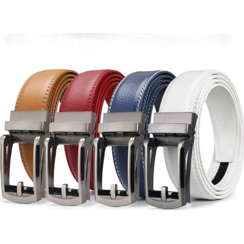 New Multi Color Two-layer Cow Hide Automatic Buckle Mens Clip Buckle Zinc Alloy Back Pull Buckle Belt Designer Belts Men