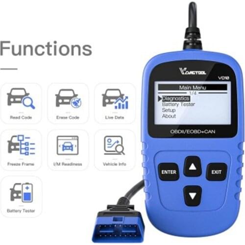 VDIAGTOOL VD10 OBD2 SCANNER barcode reader scanner car diagnostic tool