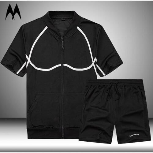 Brand Mens Casual Tracksuit Summer Short Sets Men Solid Color Cardigan Short Sleeved Shorts Trend 2 Sets of Casual Mens Clothing