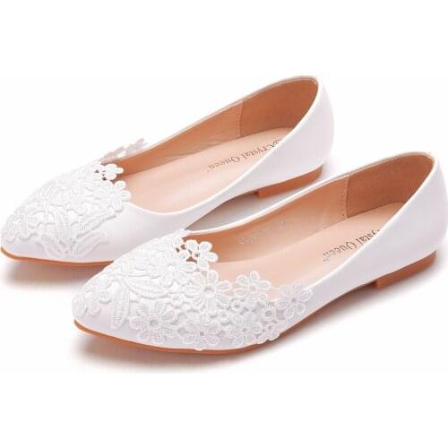 White Lace High Heels Wedding Shoes Bride Party Shoes Women Pumps Paltform Ladies Sandals Bridal Shoes Ankle Strap Wedges XL 43