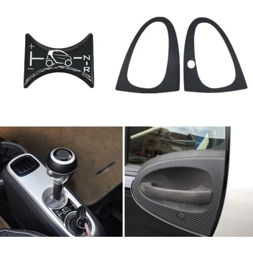 Carbon Fiber Car Door Handle Decal Adn Gel Gear Shift Knob Panel Sticker For BENZ SMART FORTWO 451 BRABUS 2007-2014 Car Stickers