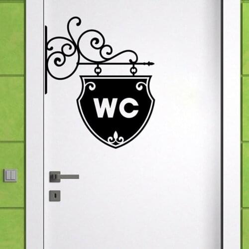 Vintage WC toilet bathroom Door wall sticker Doorplate decoration vinyl home decor decals waterproof Toilet sign wall stickers