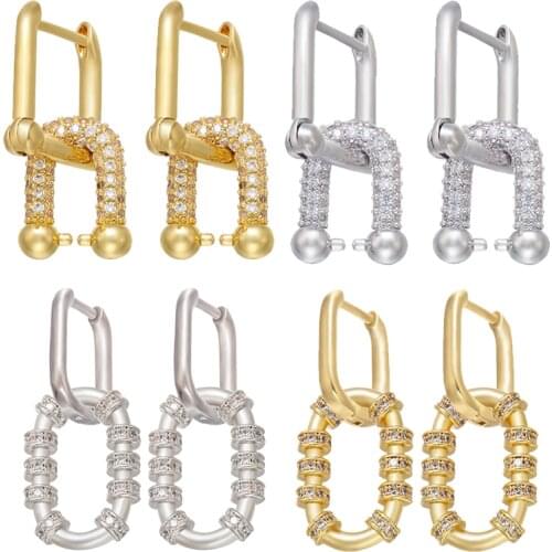 ZHUKOU One pair 2020 gold/silver color small hoop earrings high quality oval earrings for women CZ crystal earring hoops VE282