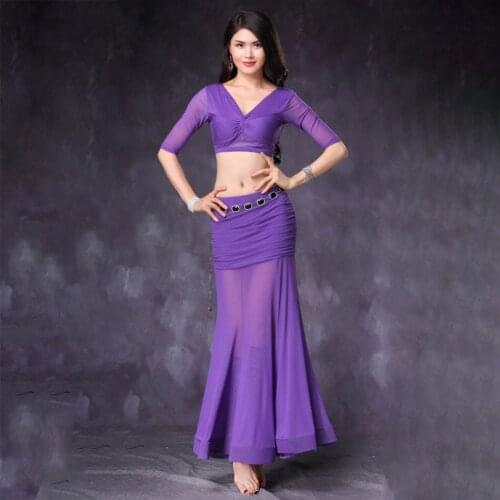 2021 New 1017+3017 High Grade Wrinkle Sexy Female Belly Dance Dress Suit Women Tops and Skirt Belly Dance Costume Set