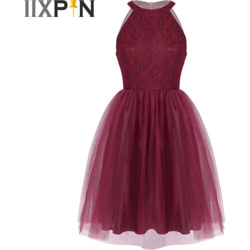 Women Halter Neck Sleeveless Embroidered Floral Lace Short Dress Femme Cocktail Party Gown Formal Dresses for Wedding Bridesmaid