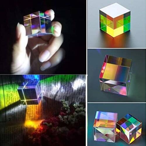 1PC Defective Cross Dichroic X-Cube Prism Optical Glass Square Prism RGB Combiner Splitter Party Home Decoration Ornaments