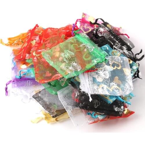 100pcs Random Mixed Drawable Organza Wedding Bags&pouches 7x9cm(w00468) AA