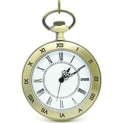 1047) 12pcs/lot Bronze Tone VINTAGE roman number Pocket Watch