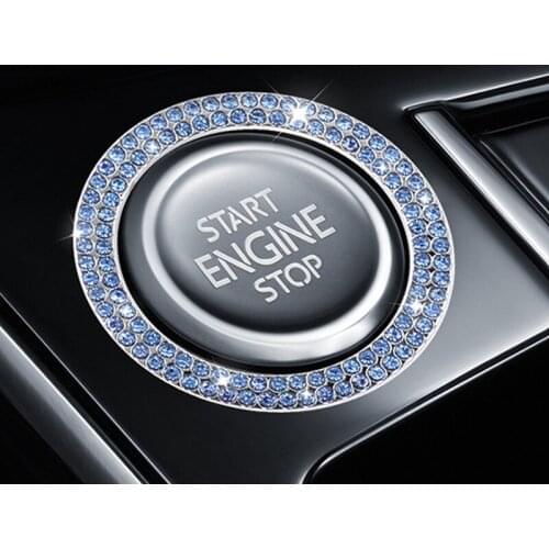 2pc Car SUV Bling Decorative Accessories Automobiles Start Switch Button Decorative Diamond Rhinestone Ring