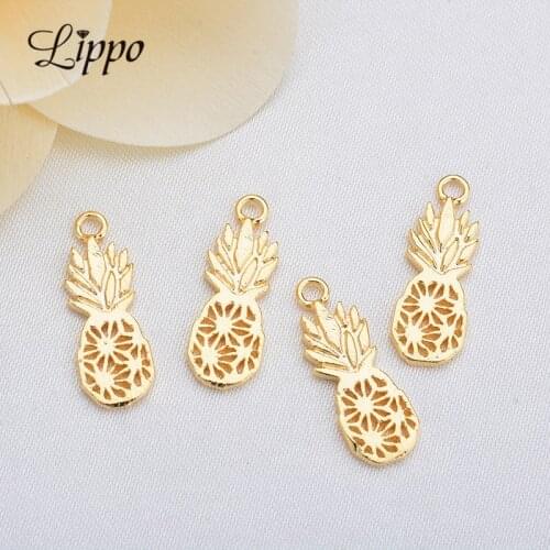 20pcs Hollow Pineapple Charms Glod Plated Bracelet Necklace Fruits Pendant