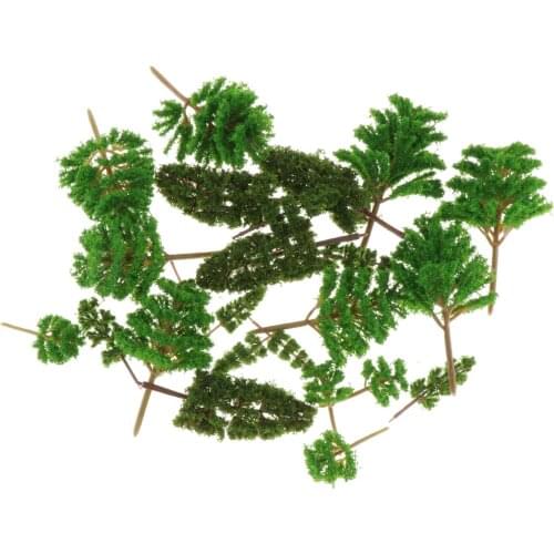 24x Railroad Trees Scenery Model Green Locust Tree Building Model 1/100 H4-12cm Scene Landscape Layout Playset