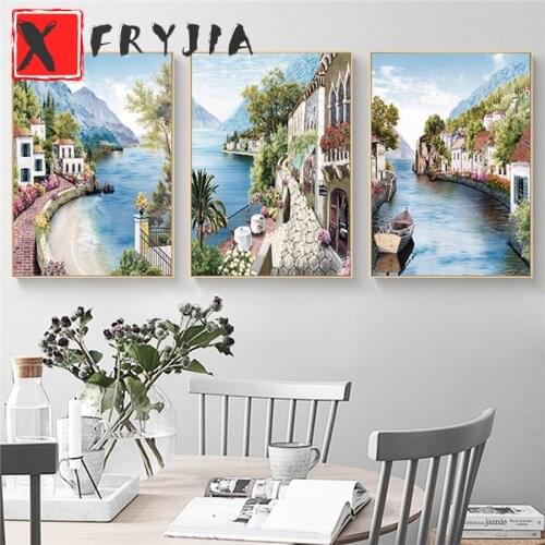 3pcs full square round drill Mediterranean modular romantic island set diamond painting 5d diamond mazayka embroidery room decor