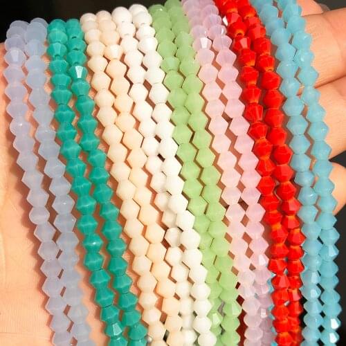 4mm Bicone Jades Stone Beads Loose Beads For Jewelry Findings Tassel Lariat Earring Glass Quartz Charms Bracelet Accessories