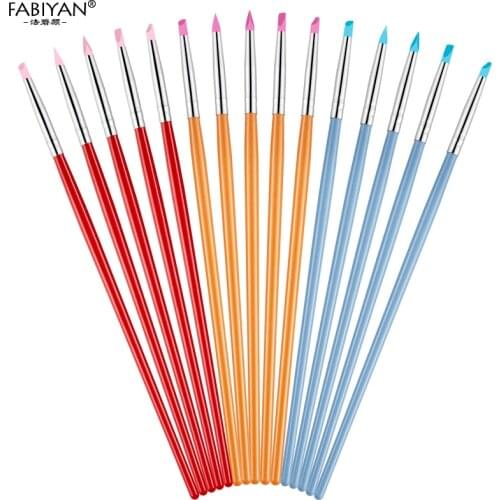 5Pcs Nail Art Pen Brush Soft Silicone Carving Craft Pottery Sculpture Emboss Shaping Hollow Building Clay Manicure Dotting Tools