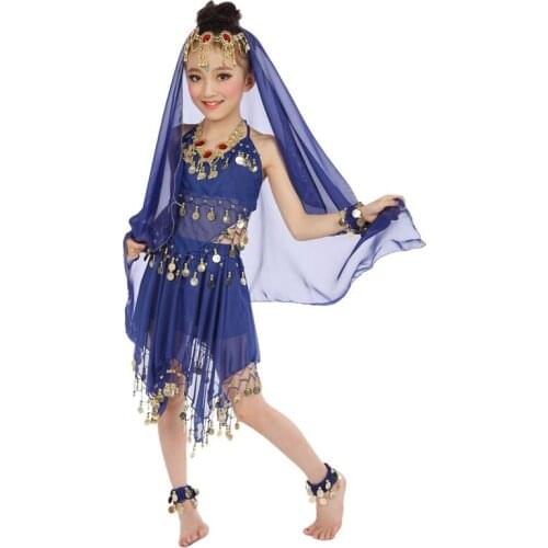 6 colors Belly Dance Costumes Kids New Style Child Belly Dancing Girls Bollywood Indian Performance Cloth Dress 6pcs/set