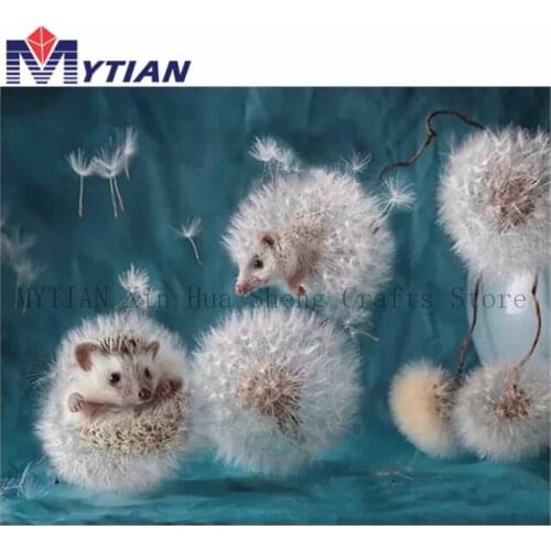 MYTIAN 5D DIY Diamond Painting White Hedgehogs Wishes Dandelions Diamond Embroidery Mosaic Cross Stitch KIts Handmade Home Decor