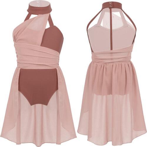 Girls Ballet Chiffon Dress Kids Ballet Tutu Dress Girls Tulle Lyrical Dancewear Gymnastics Leotard Ballerina Dancing Clothes