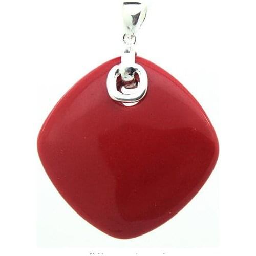 Big Elegant 925 Sterling 35x35MM Red Coral Pendant for valentines Beads 925 wedding Women Giftgirl Wedding Party, Luxury Dubai