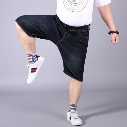 7XL Plus Size Summer High Quality Mens Baggy ripped printing Pants Cargo Male Casual Denim Fashion Mens shorts Jeans Trousers