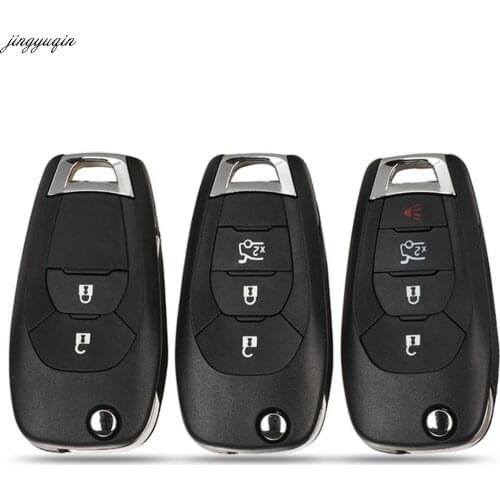 Jingyuqin 10pcs Remote Flip Car Key Case Shell Modified For Chevrolet Cruze Aveo 2014-2018 2/3/4 Buttons Auto Key Fob Housing