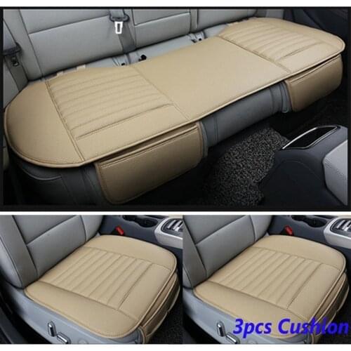 Front & Rear Car Seat Cover Breathable Bamboo Pad Mat PU Leather for Auto Chair Cushion