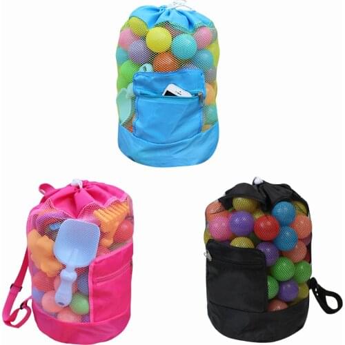Children Beach Sand Toy Net Bag Folding Sundries Mesh Baby Bag Travel Toy Organizer Sundries Net Drawstring Storage Backpack