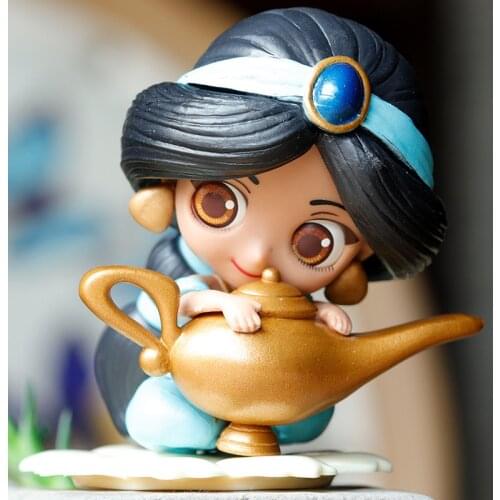 Disney Princess Snow White Jasmine Belle & Ariel Action Figures Q Posket PVC Model Dolls Cake Topper Car Decor Dolls For Girls