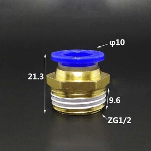 DN15 G 1/2" BSP Male x Fit Tube OD 10mm Brass Pneumatic Air Hose Quick Connector Push In Coupler Water Gas Oil
