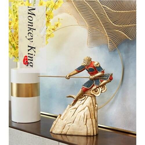 [HHT] Creative Buddha Alloy Resin Crafts Monkey King Sculpture Office Desktop Ornaments Living Room Home Decorations Accessories