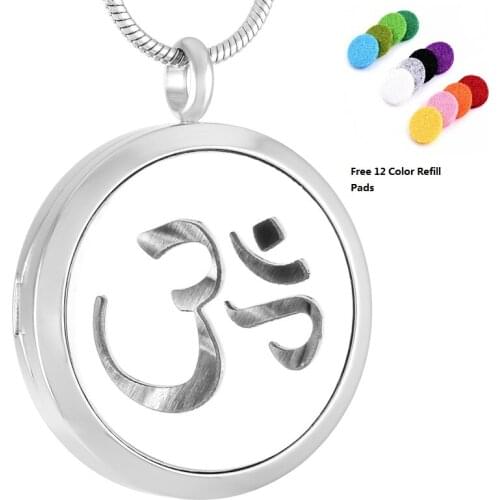 IJL0031 Ohm Om Aum Yoga Aromatherapy Perfume Essential Oil Diffuser Necklace Locket Engrave Accepted