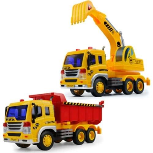 2Pcs Inertia Dumping Truck Excavator Construction Toys Demolition Vehicle Cars Baby Toys Childrens Birthday Gifts