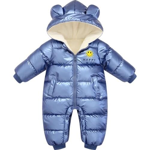 New born Winter kids Jacket waterproof Coat Plus Velvet Baby Girl clothes Snowsuit Boy Rompers Toddler hooded mantle Overalls