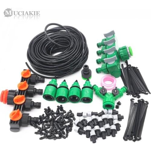 MUCIAKIE 50m to 5m Garden Watering Irrigation Kit Greenhouse Water System with Hose Splitter Misting Sprinkler Tee Spray Fitting