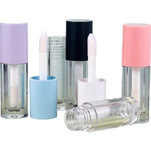 Round Big Brush Head Clear Lip Gloss Tube White Lid 6ml Plastic Lip Glaze Packaging Refillable Bottle Cosmetic Container 30pcs