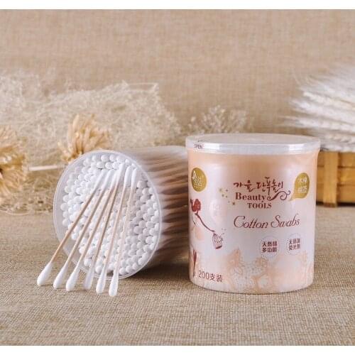 Lesalafa Cotton Swab 200 Canned Double-Headed Makeup Cotton Swab Household Female Makeup Tools