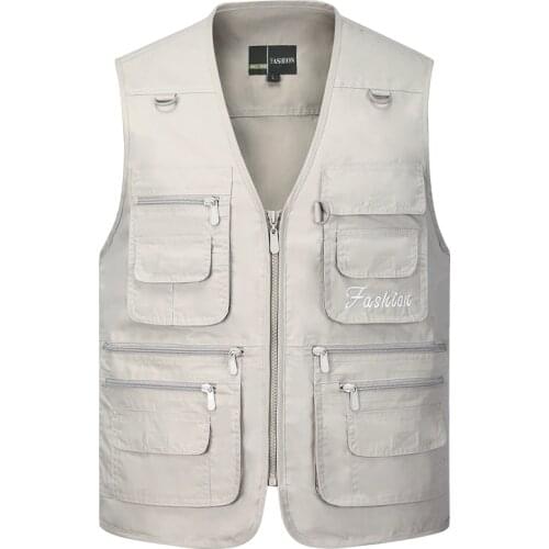 Summer Quick Dry Thin Vest Male with Many Pockets Casual Classic Multi Pocket Military Green Photographer Baggy Work Waistcoat