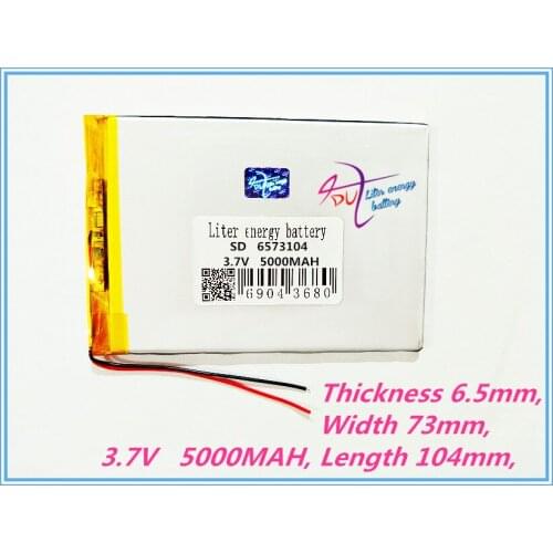 6573104 3.7V 5000mah Lithium polymer Battery with Protection Board For Tablet PCs PDA