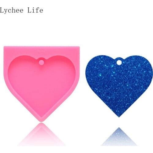 Lychee Life Heart Pendant Shiny Silicone Mold For Epoxy Resin Crafts DIY Ceramic Pottery Clay Handmade Tools