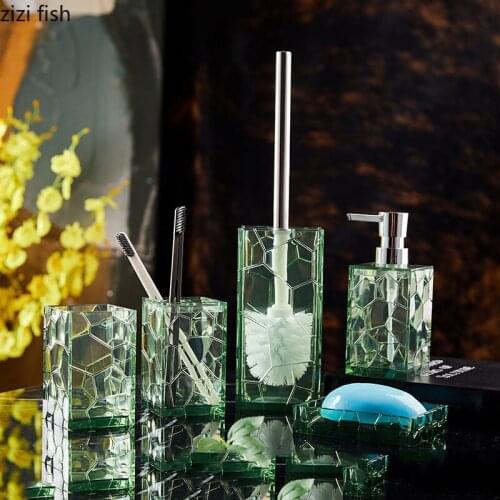 Minimalist Bathroom Accessories 5 Pcs/set Portable Soap Dispenser/wash Cup/Toilet Brush/Soap Box Plastic Bathroom Supplies