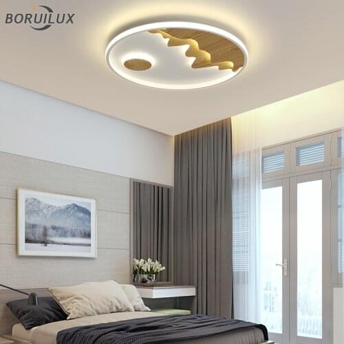 Wooden Dimmable New Modern LED Ceiling Lights for Living Study Room Bedroom apartment Indoor Lamps Home Lighting Remote control