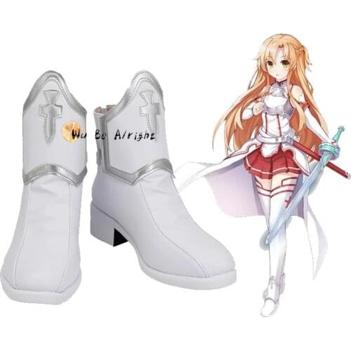 Sword Art Online Yuuki Asuna Cosplay Shoes White Boots Role Play Props Custom-made Any Size